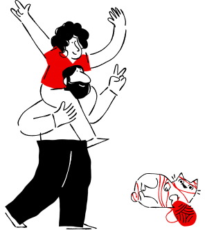 illustration d'un couple avec un chat