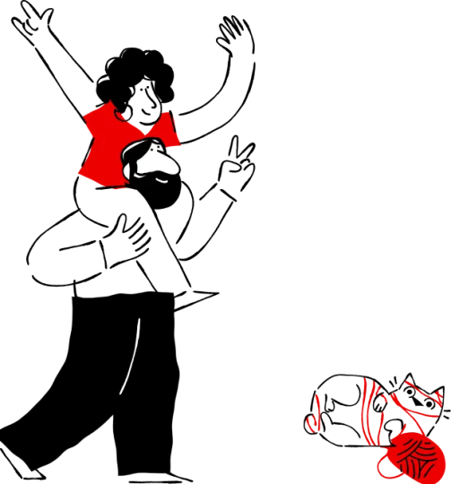 Illustratie koppel en kat