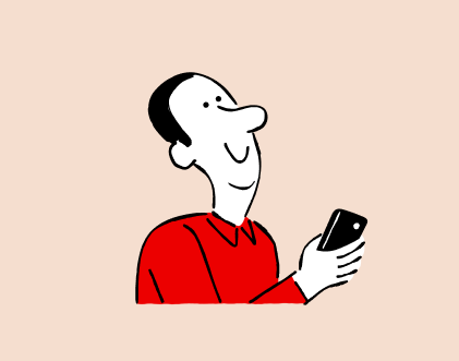 illustratie van een man die een mobiele telefoon vasthoudt